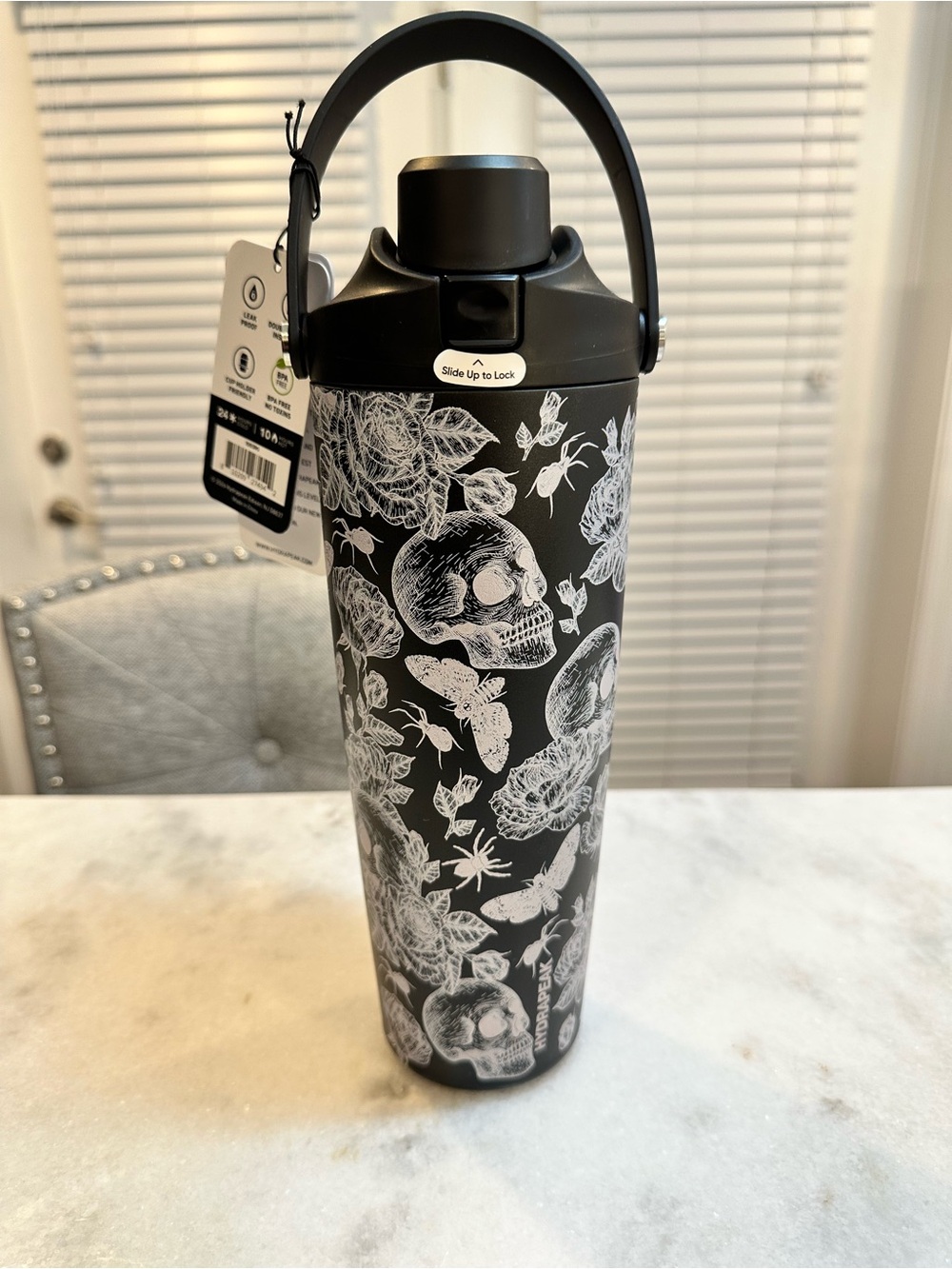 Hydrapeak 2026 Artisan Collection Stainless Steel Black & Gray Skull Tumbler